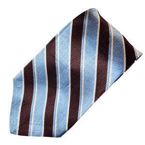 Vintage Garfinkel's Blue Brown Striped Necktie 100% Silk 3.5"x 54"